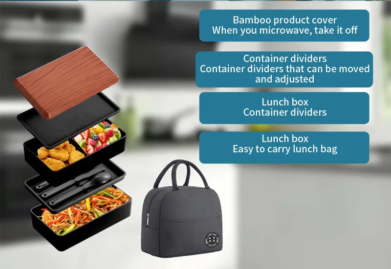 Untior Divided Lunch Box Picnic Microwave Japanese Bento Box Portable Double Layer Food Container For Kids Office Workers