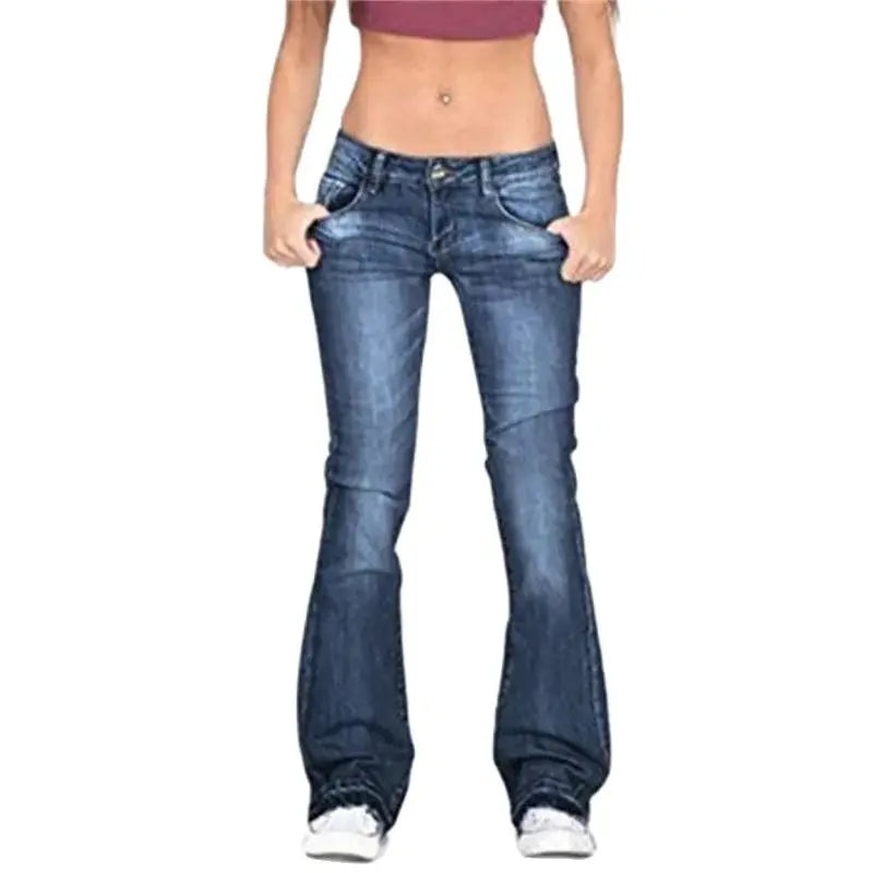 2025 Vintage Mid Waist Washed Jeans Women New Slim Fit Micro Flared Trousers Casual Commuter Female Denim Pants Trend Streetwear