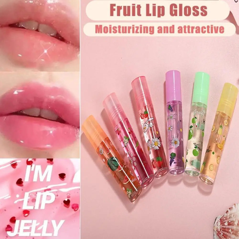 Strawberry Fruit Flavored Roll On Lip Oil, Transparent Plumping Lip Gloss for Teens Girls,Roll-On Hydrating Norishing Lip Gloss