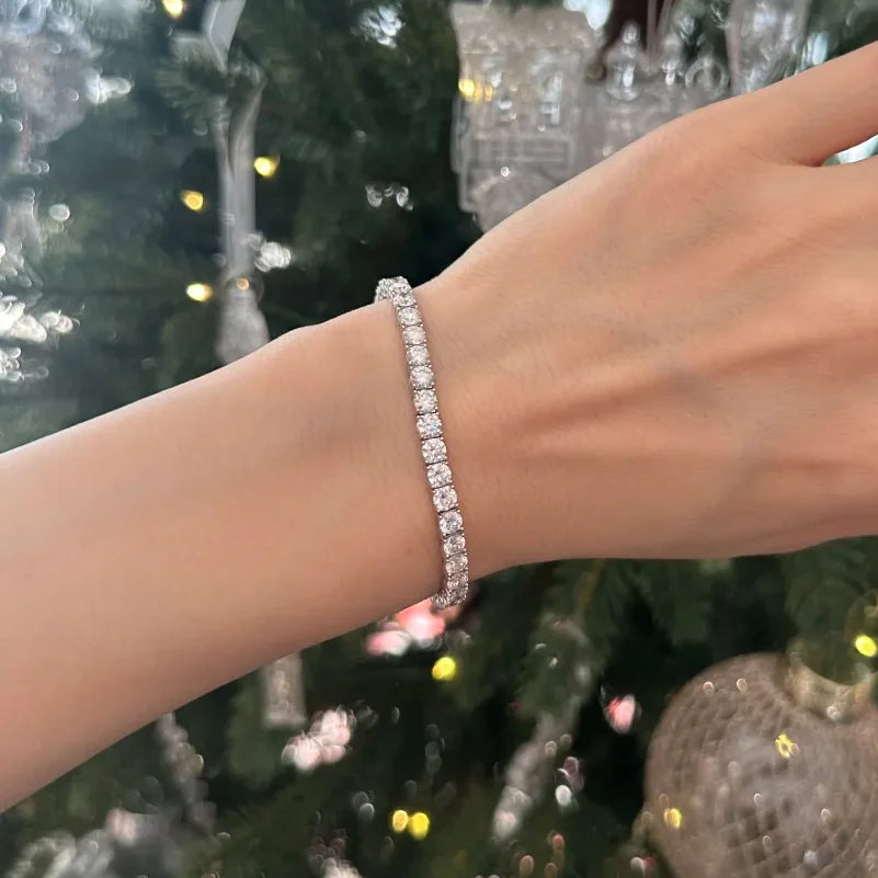 OEVAS Full Moissanite Tennis Bracelet 925 Silver Plated 18k Gold for Women Man Wedding Party Fine Jewelry Can Pass Diamond Test