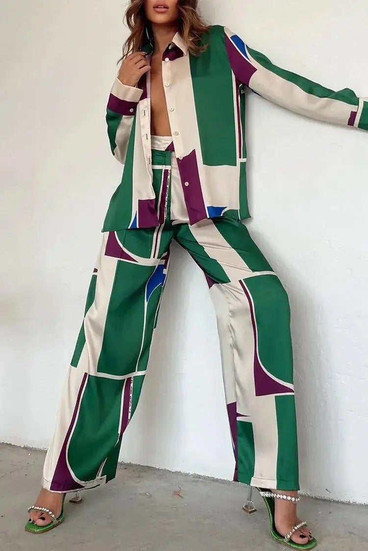 Spring New Two Piece Sets African Sets For Women New African Print Elastic Baggy Pants Rock Style Famous Suit Lady Outfits
