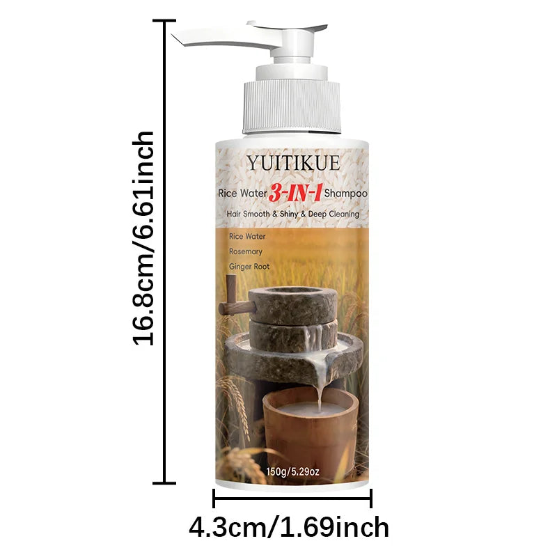 YUITIKUE Rice Water 3-in-1 Shampoo 150g - Deep Cleansing Shampoo for Smooth, Shiny & Healthy Hair