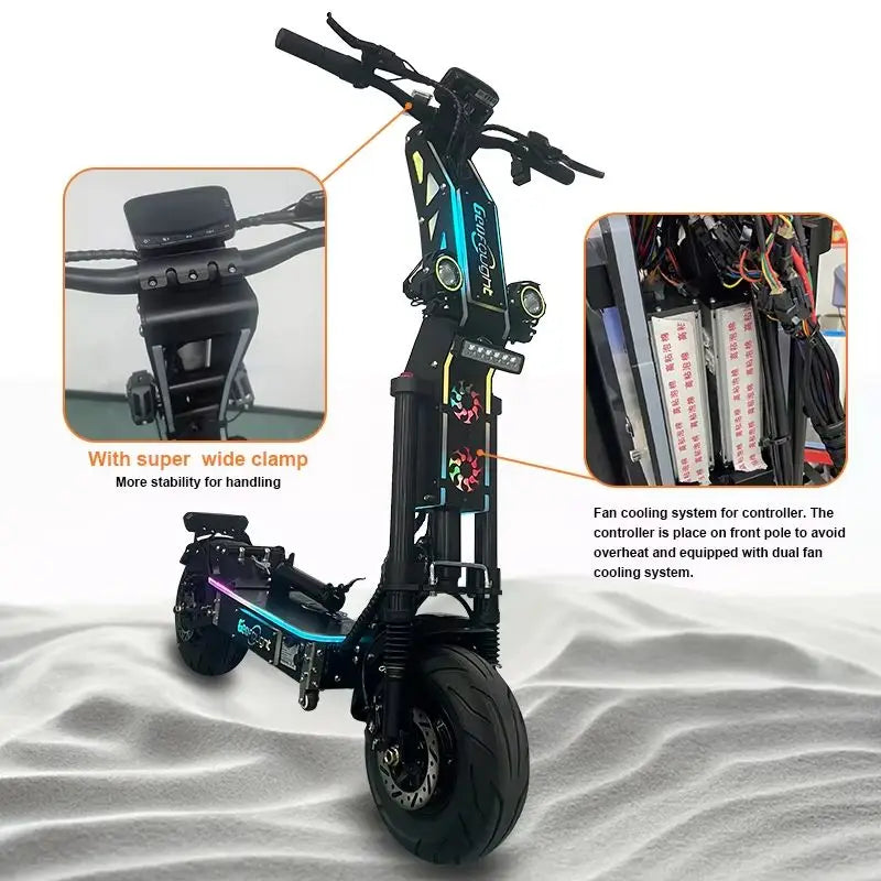 Geofought G14 13inch 14 Inch E Scooter 72V 10000w Dual Motor Top Powerful Scooter Fast Speed 40-100AH Adult Electric Scooter