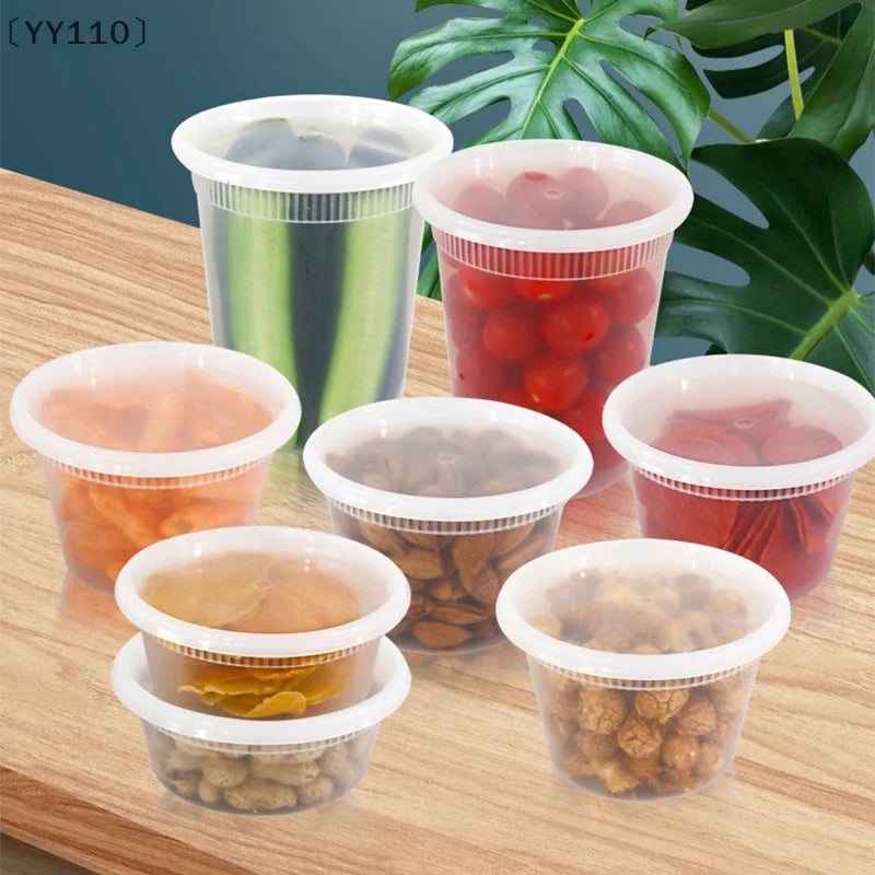 〔YY110〕10 Pcs Food Packing Container Food Grade BPA-Free Clear Plastic Food Storage Box With Lid Microwave Safe Meal Takeaway
