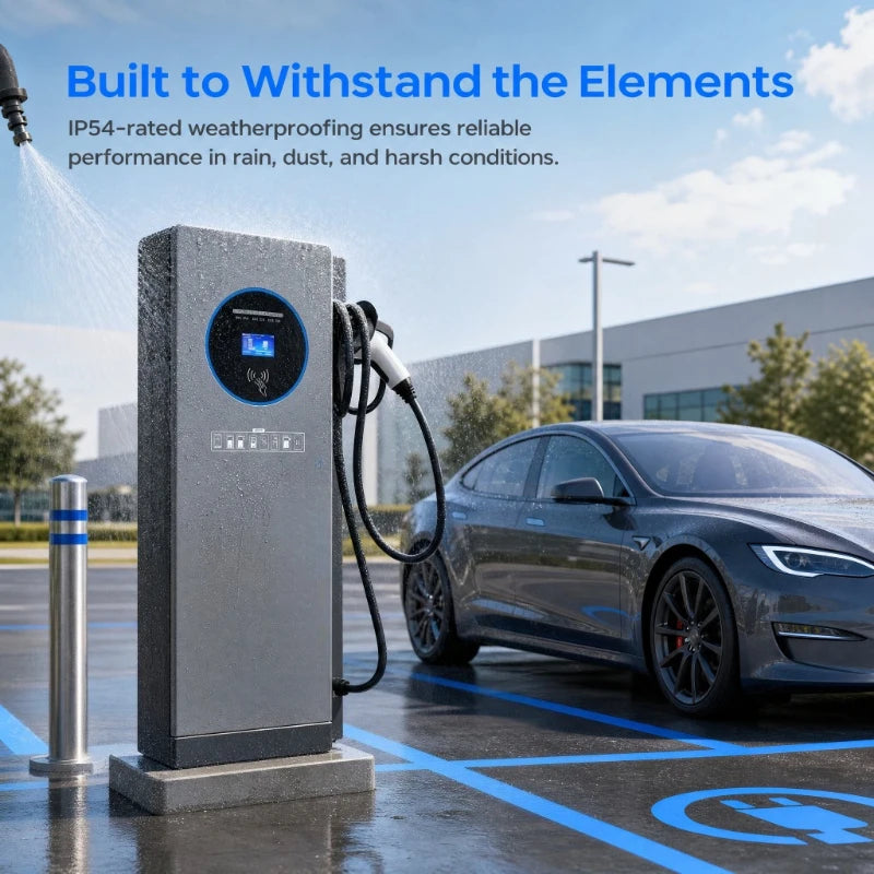 DC EV Charging Station 120kW Fast Charger CCS2 GBT Dual Connectors RFID LCD Screen Commercial Public Fast Charger
