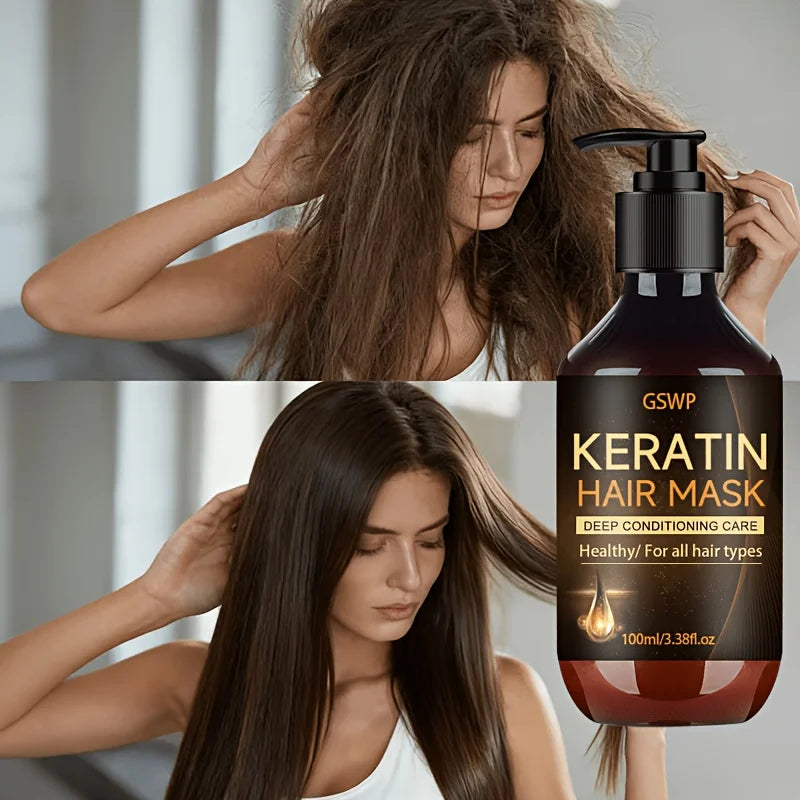 GSWP Keratin Hair Mask: Deeply Hydrates and Moisturises, Reduces Frizz and Split Ends, Leaving Hair Soft and Shiny.100/200ml
