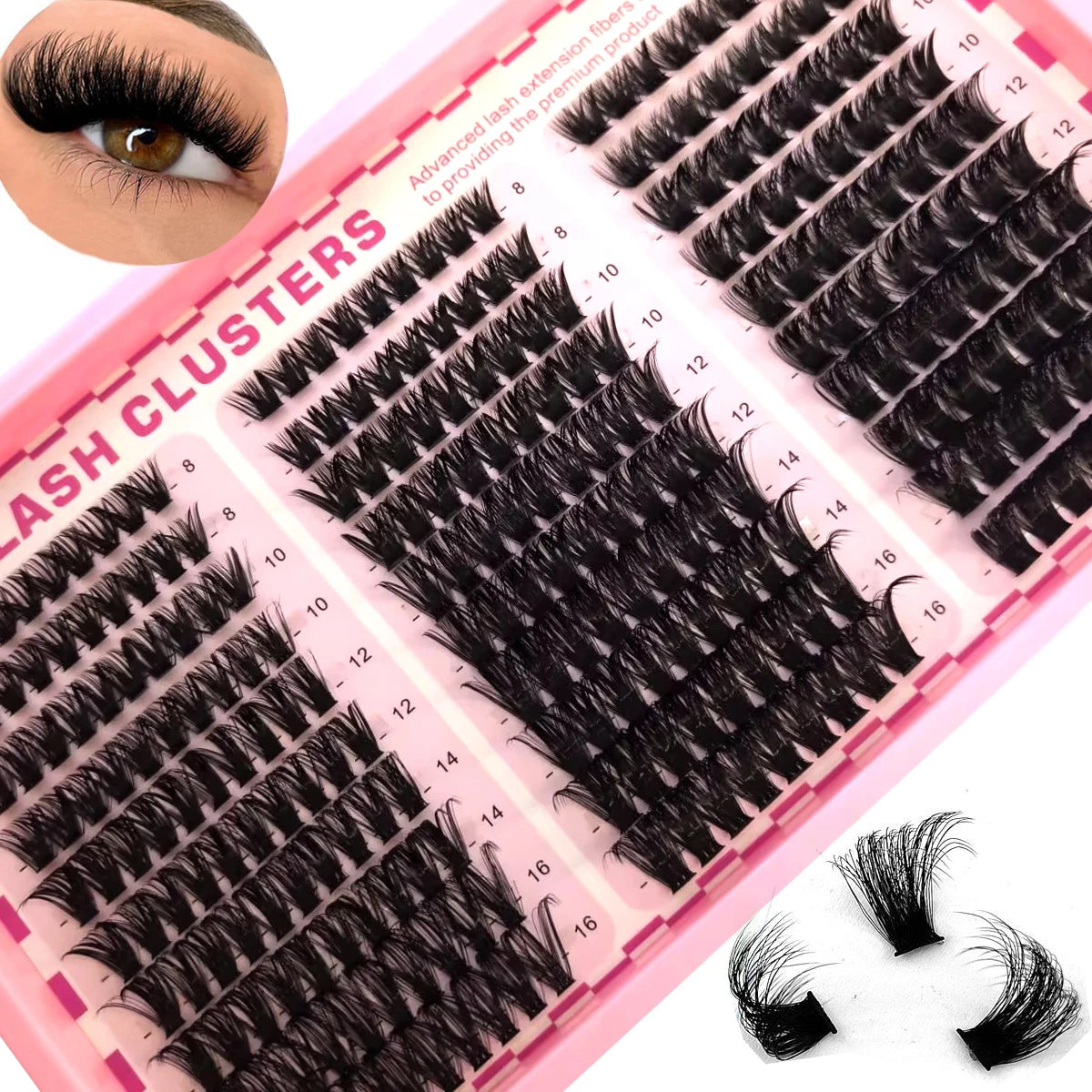 15Rows Lash Clusters Spikes Eyelash Extensions Spiky Lashes Extension Thick Individual Cluster Lashes with Spikes&Bottom Lashes