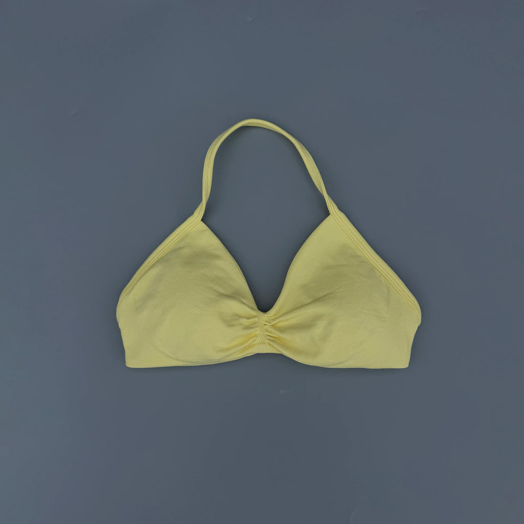 Sports Strappy Bra Yoga Underwear Women Gym Crop Top Running Exercise Backless Bra Support ActiveWear Fitness Workout Halter