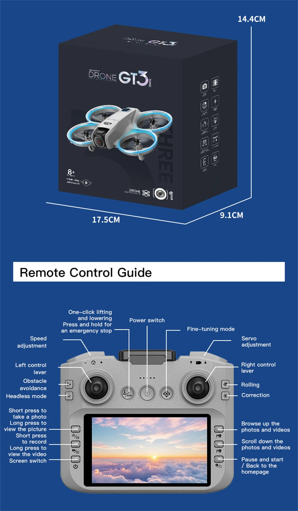 2026 GT3Max HD 8K RC Drone with Wide Angle Camera Foldable Helicopter Quadcopter Aircraft for Kids Professional Gift Toys