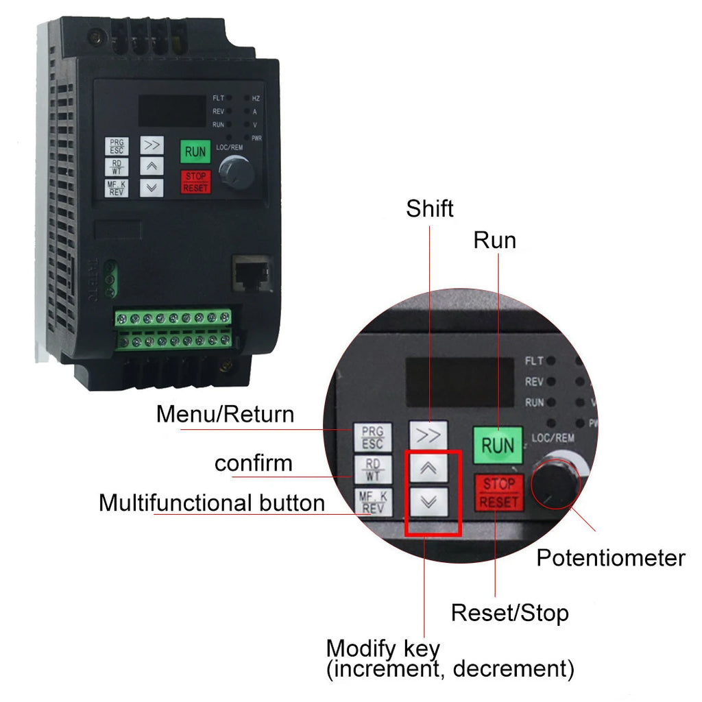 0.75-7.5KW VFD Solar Inverter 3P DC 200-400V Input 220V Output Frequency Converter Water Pump Driver MTTP Speed Control
