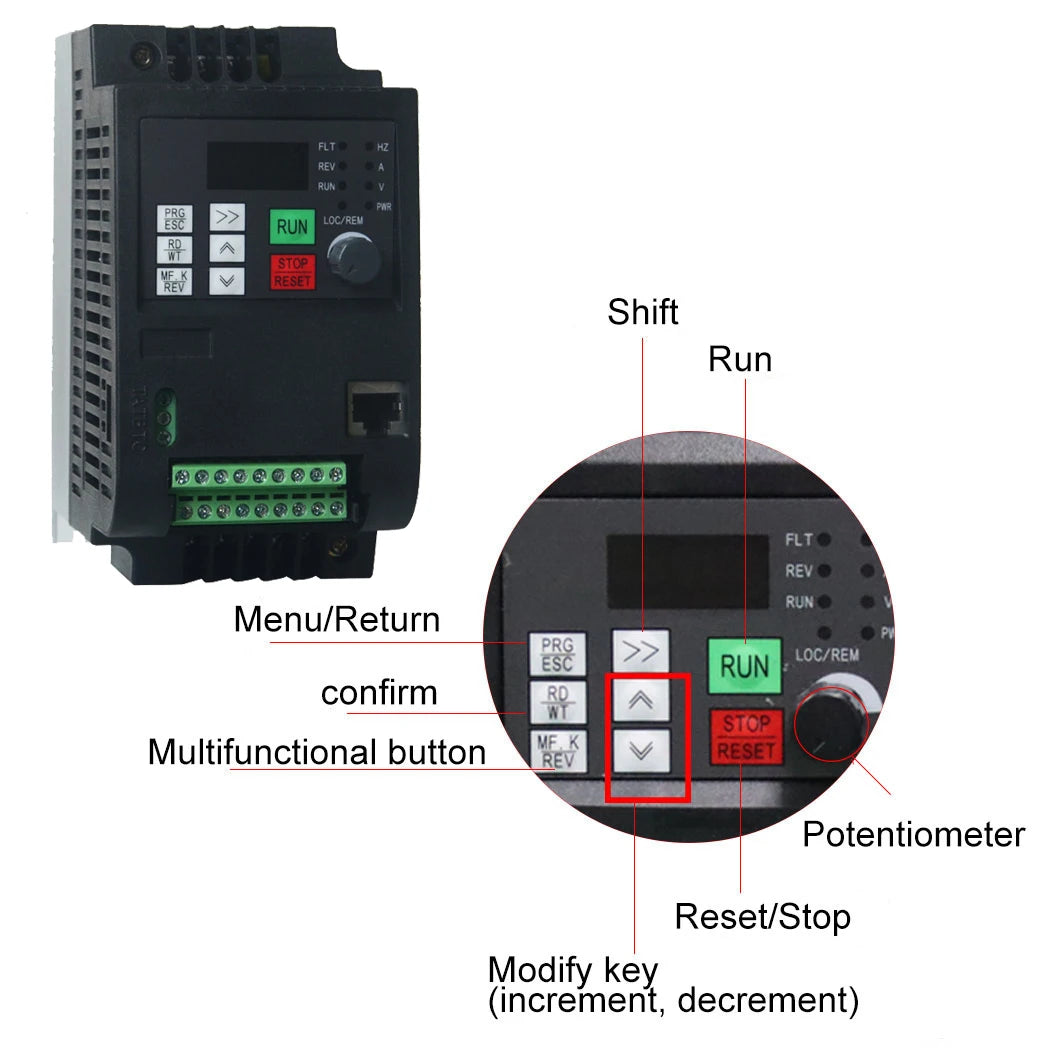0.75-7.5KW VFD Solar Inverter 3P DC 200-400V Input 220V Output Frequency Converter Water Pump Driver MTTP Speed Control