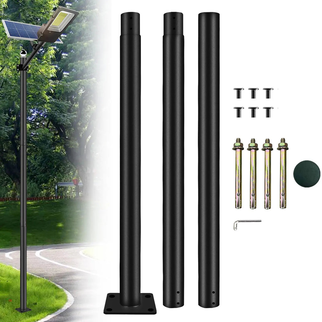 10Ft Street Light Pole, Street Light Poles for Outdoor Lighting, Solar Street Light Pole Accessory for Street, Patio, Backyard