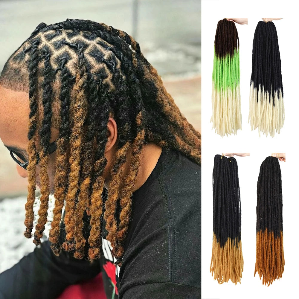 20 Inch Ombre Pro Locks Crochet Hair Extensions Soft Synthetic Dreadlocks 40 Stands Pack Women's Braiding Hair