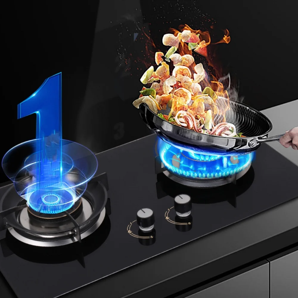 Two Burner China Smart Industrial Gas Stove with Glass Material for Kitchen Household