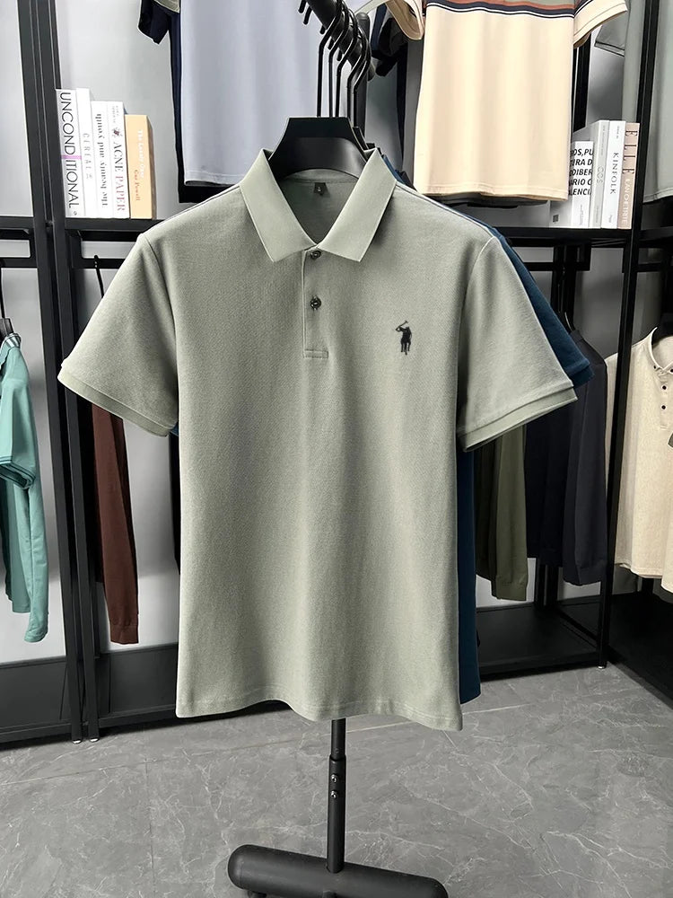 Designer brand 100% cotton short sleeve polo shirt fashion luxury pony embroidery men's summer casual high-quality Paul T-shirt