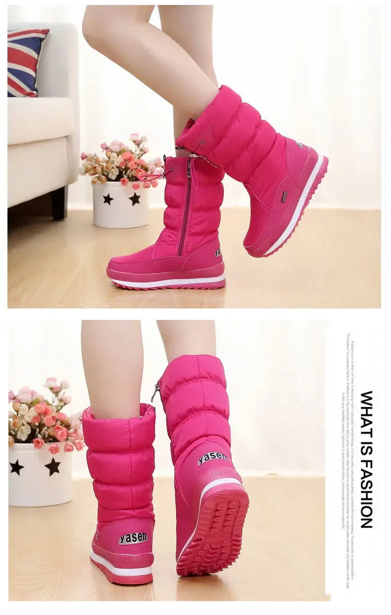 Winter Boots Thick Plush Waterproof Non-slip Boots Fashion Women Winter Shoes Warm Fur Botas Mujer Women Snow Boots Platform
