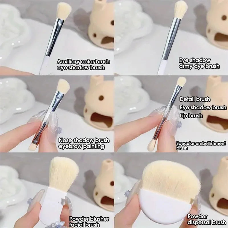 6Pcs Mini Makeup Brushes Set With Box Portable Cosmetic Powder Foundation Blush Blending Concealer Make Up Brushes Makeup Tool