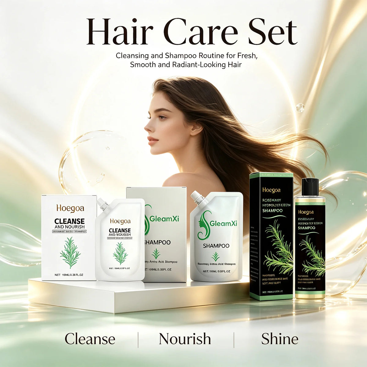 Rosemary Shampoo Anti-Hair Loss Shampoo Deep Scalp Cleansing & Moisturizing Hair Care Set for Dry Damaged Hair Strengthens Roots