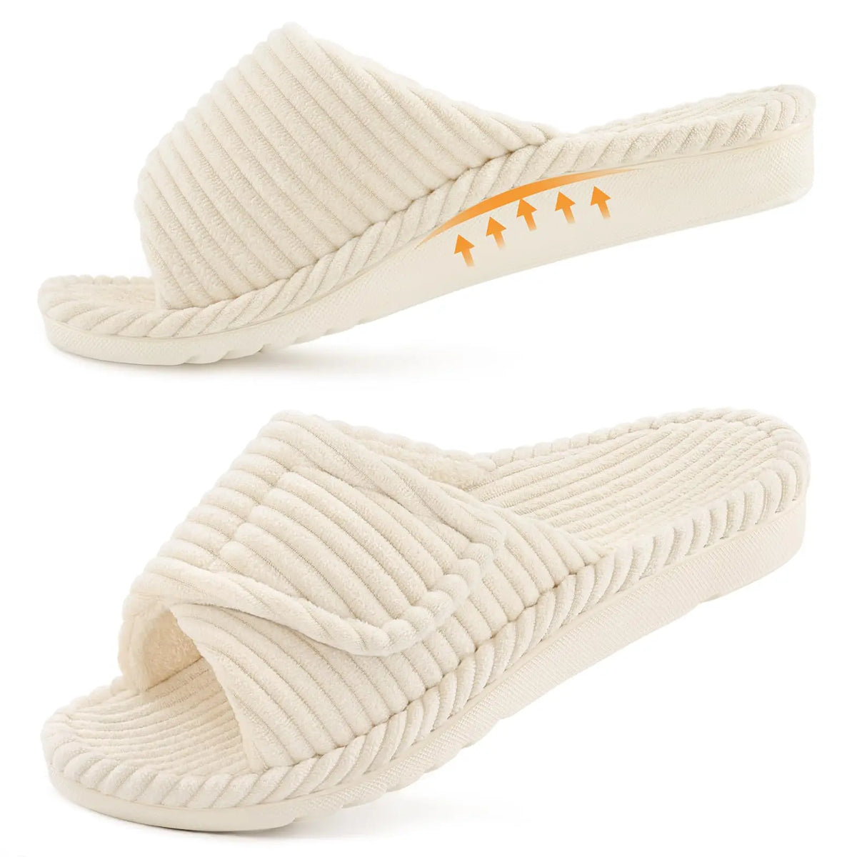Bebealy Women's Orthopedic Slippers Winter Adjustable Memory Foam Slippers With Arch Support Lady Open Toe Bedroom Houes Slipper