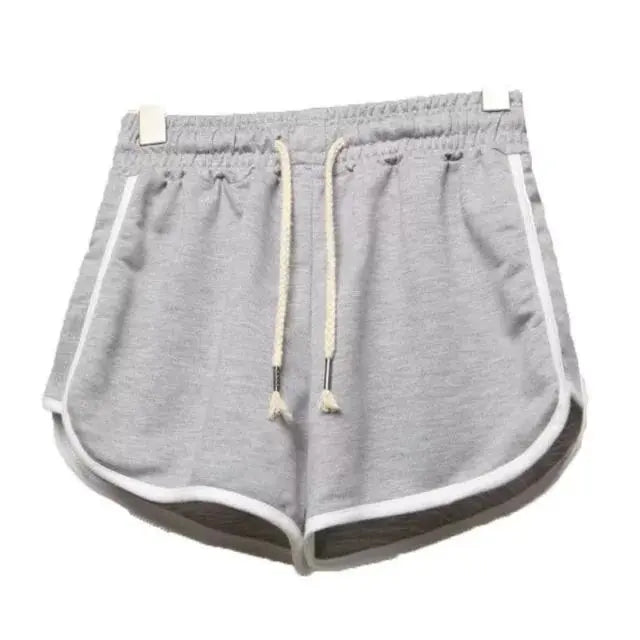 Women's Casual Running Shorts Summer Athletic Sport Shorts Drawstring Elastic Waist Contrast Trim Workout Hot Pants