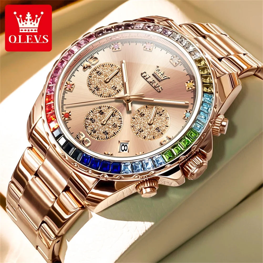 OLEVS 2939 Watches For Man Original Brand Multifunctional Quartz Watch Waterproof Luminous Stainless Steel Men Watches Reloj