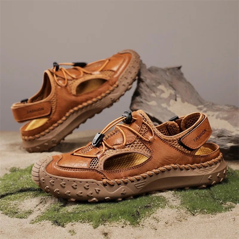Summer Men Sandals Genuine Leather Mens Casual Shoes Outdoor Men Leather Sandals for Men Beach Shoes Roman mens Shoes