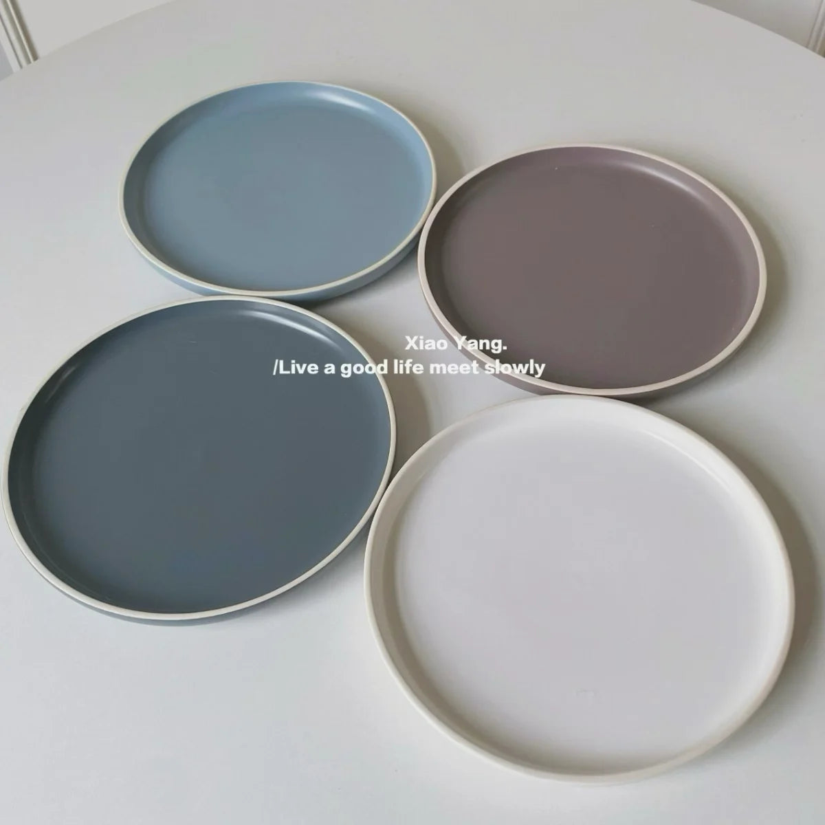 Nordic Style Ceramic Plate Pure Color Brown White Underglaze Dining Utensils Simple And Elegant Ins Style Flat Dishware