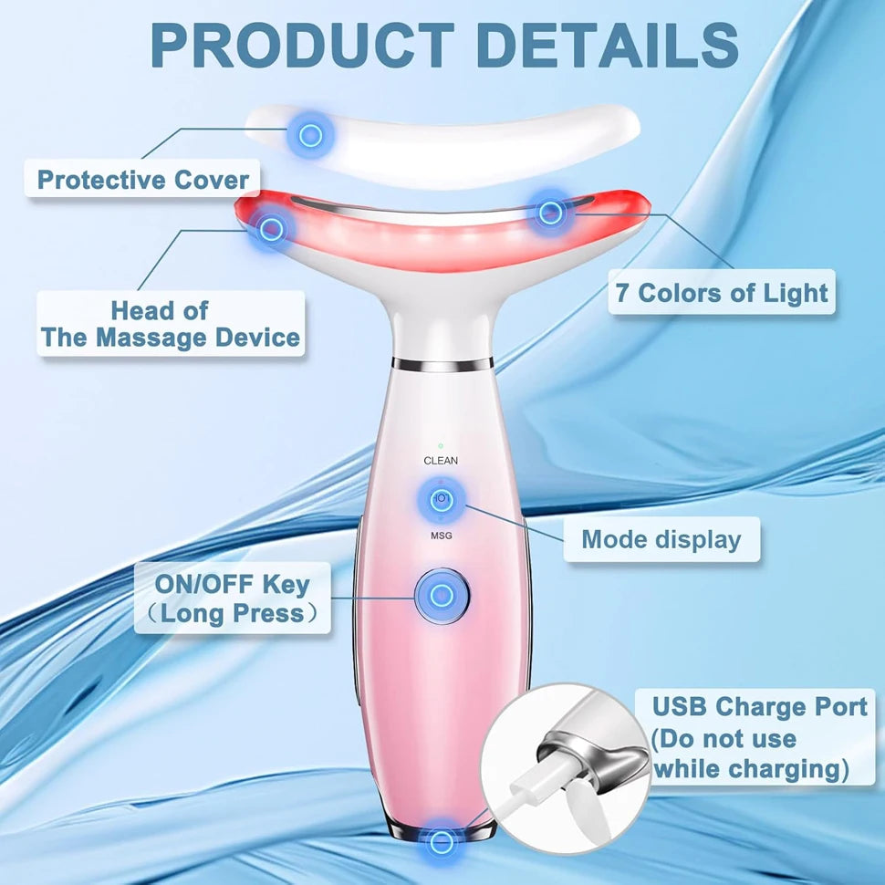 7 Colors Anti Wrinkle Facial Massager Neck Face Beauty Device Skin Tighten Facial Lift Device Reduce Double Chin Skin Care Tool