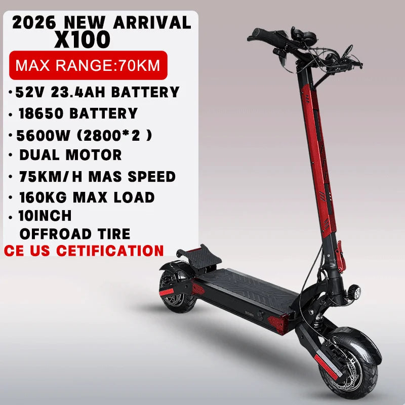 Single/Dual Motor Electric Scooter for Adults Max Speed 85km/h 500-6000W 30-100KM Range Foldable E-Scooter 10inch 11inch Tire