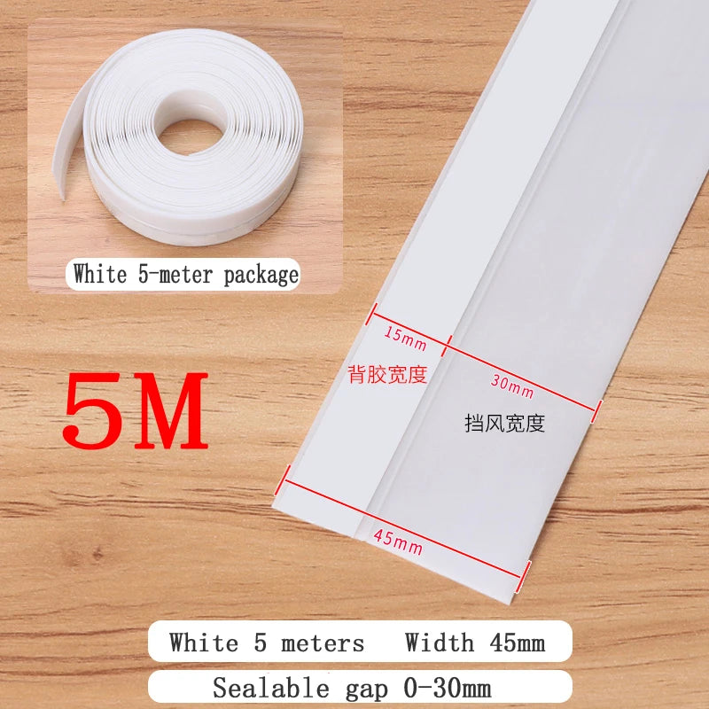 5M Shower Room Glass Door Sealing Strip Window Windproof Strip Warm Bathroom Door Lower Water Blocking Adhesive Strip