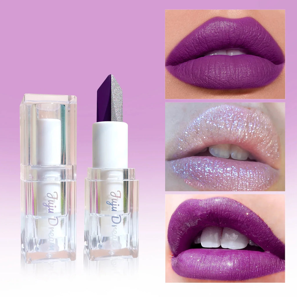 Color-Changing Dual-Tone Lipstick, Temperature-Sensitive Rose & Purple, Moisturizing, Long-Lasting, Waterproof, Unisex,Skin-Safe