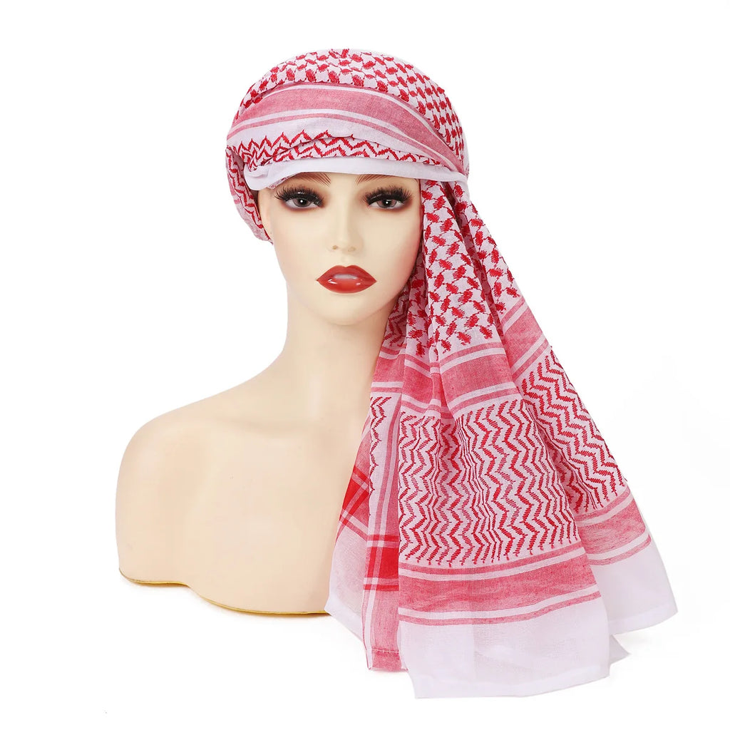 New Arab Shemagh Muslim Keffiyeh Head Wrap Tactical Desert Head Neck Scarf Military Shawl Arabic Scarf Headwear with Agal Rope