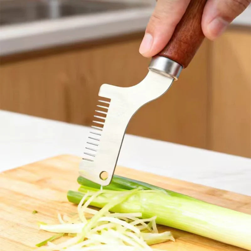 Stainless Steel Green Onion Slicer Knife Wooden Handle Scallion Shredder Vegetable Cutter Chopper Kitchen Gadgets Cooking Tool