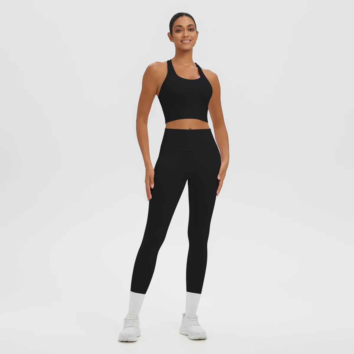 2PCS Women's Sports Pants Yoga Set Sexy Backless I-shaped Vest with Chest Pad Shock-absorbing Running Yoga Tank Top Yoga Pants
