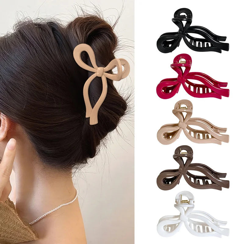 Soft Silicone Bow Hair Clip for Woman Simplicity Elegant Shark Clip Fashion Girl Ponytail Clip Hair Clamp