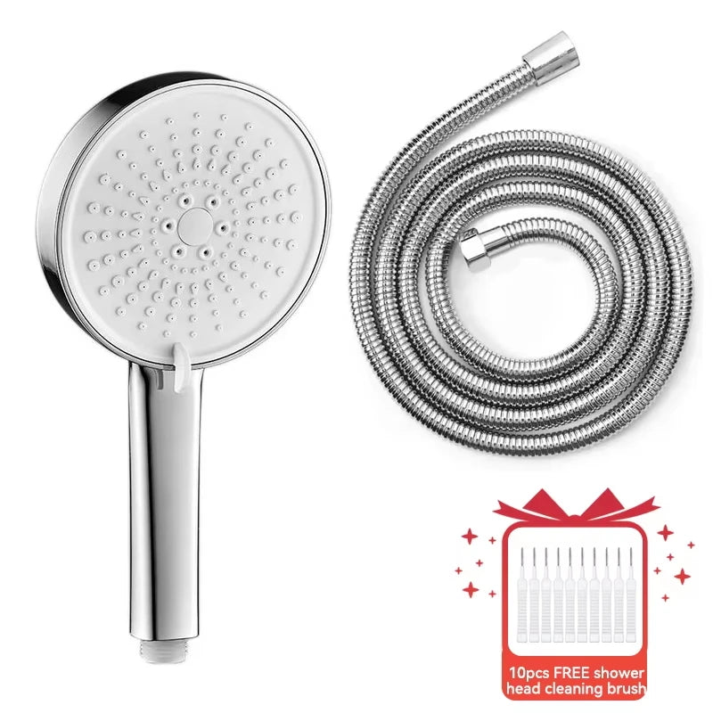 12.5cm Big Panel Shower Head,High Pressure Rainfall Shower Set Water Saving Shower,5 Modes Adjustable Shower Head Bathroom Tools