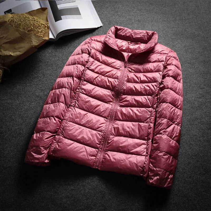 Schinteon Ultralight White Duck Down Jacket Spring Autumn Warm Slim Zipper Women Fashion Light Down Coat 13 Colors S-7XL
