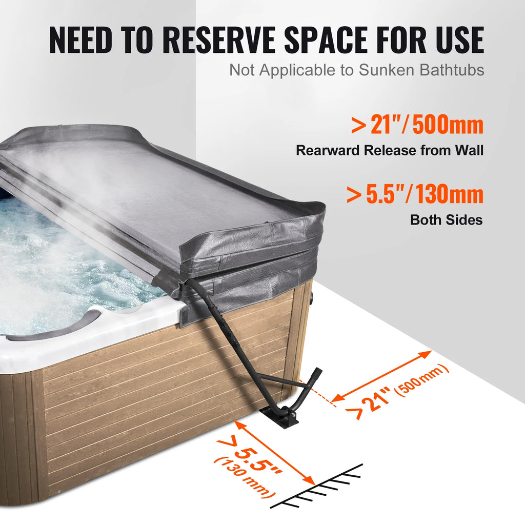 SucceBuy Hot Tub Cover Lift Spa Cover Lift Height 31.5"-41.3" Width 57"-92.5" Adjustable Installed Underneath Both Side Suitable