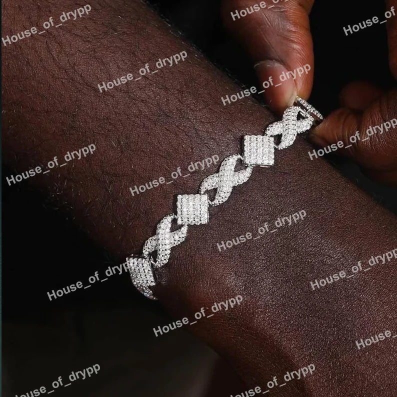 Iced 925 Silver Cuban Link Hip Hop Bracelet Moissanite Diamond Luxury Sparkling Design Bold Statement Timeless