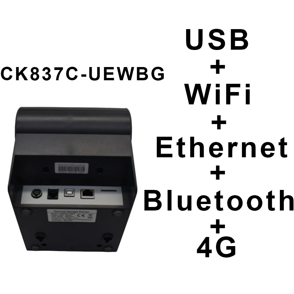 80mm POS Thermal Receipt Printer with Auto Cutter Wireless Bluetooth MQTT Cloud Bill Printing Machine