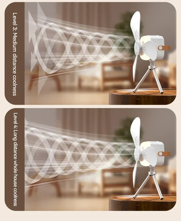 2026 New Portable Rechargeable Ceiling Fan Wireless USB Hanging Fan for Student Dorm Bed Outdoor Camping