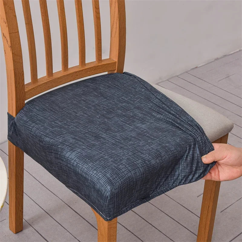 1PC Stretch Dining Chair Cover Printed Chair Seat Covers Removable Upholstered Chair Cushion Covers Home Decor