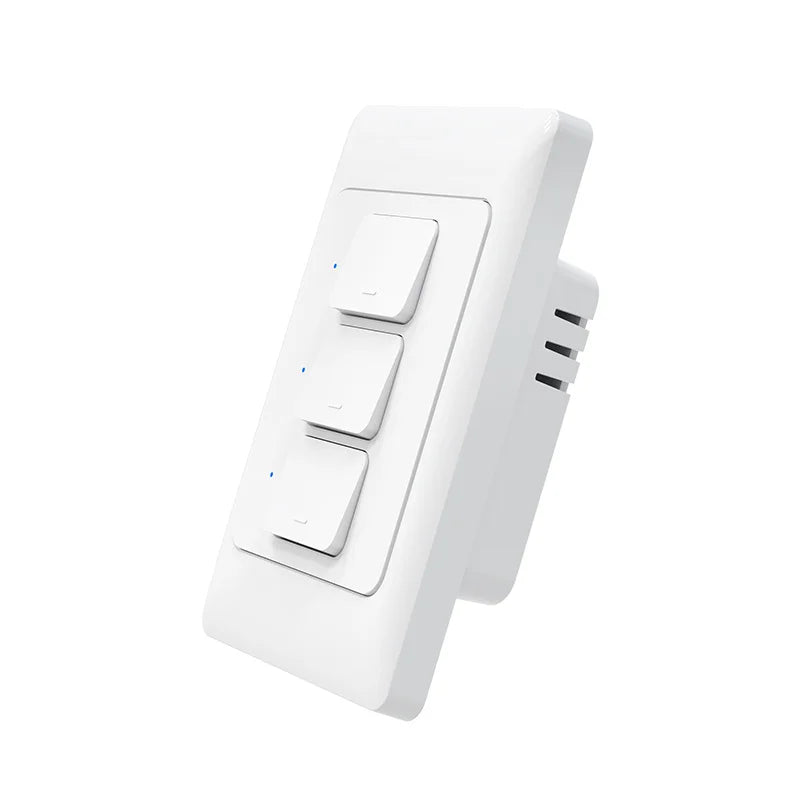 Tuya WiFi Light Switch Smart Wall Push Button Switches No Neutral Required 110-240V 1/2/3 Gang Physical Lamp Switch APP Voice