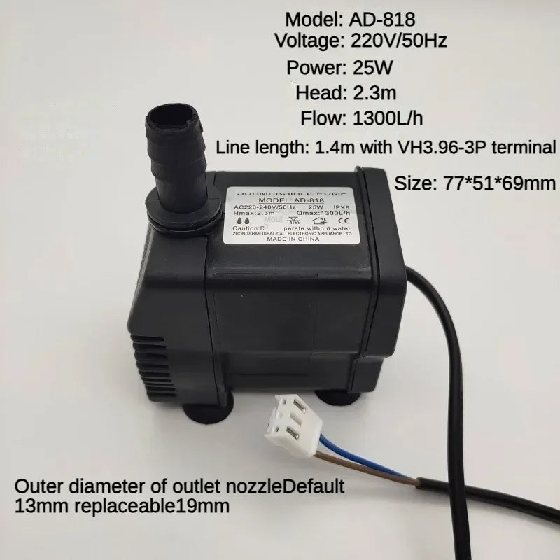 AD-818/1300 Mobile Environmental Friendly Water Air 8W10W18W25W Conditioner Spray Fan Cooling Fan Small Suction Submersible Pump