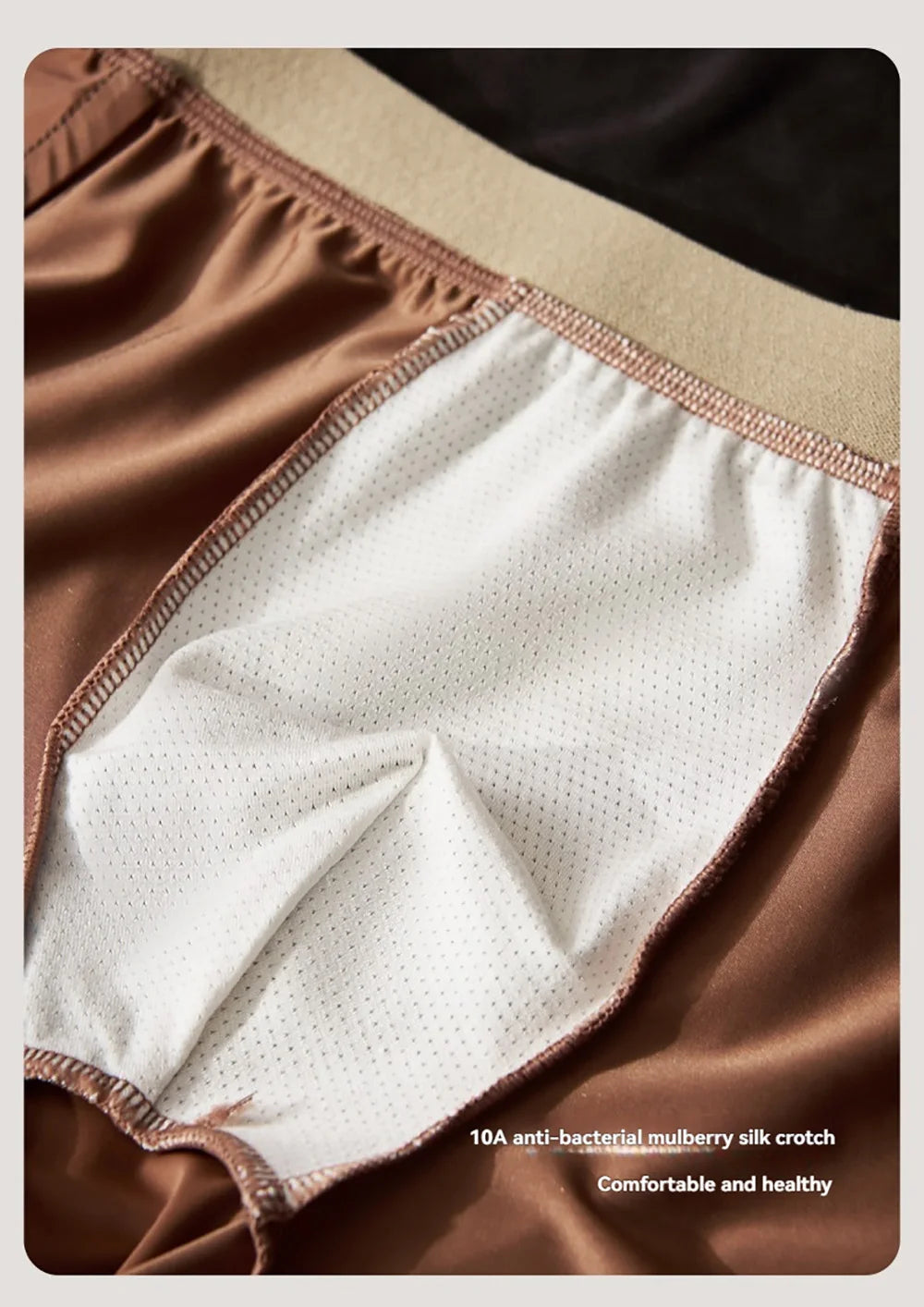 3PCS/Pack 10A Antibacterial Silk Mesh Crotch Men's Panties Luxury Satin-like Ice Silk Boxer Comfort Breathable Smooth Underpants