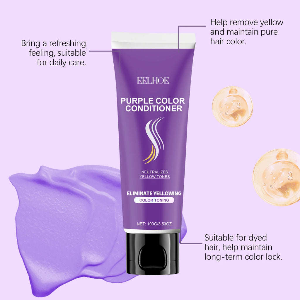 Purple Color Hair Mask Dyed Hair Lock Hair Color Repair Damaged Hair Smooth Cleansing Naturalc Gentle Nonirritating Hair Care