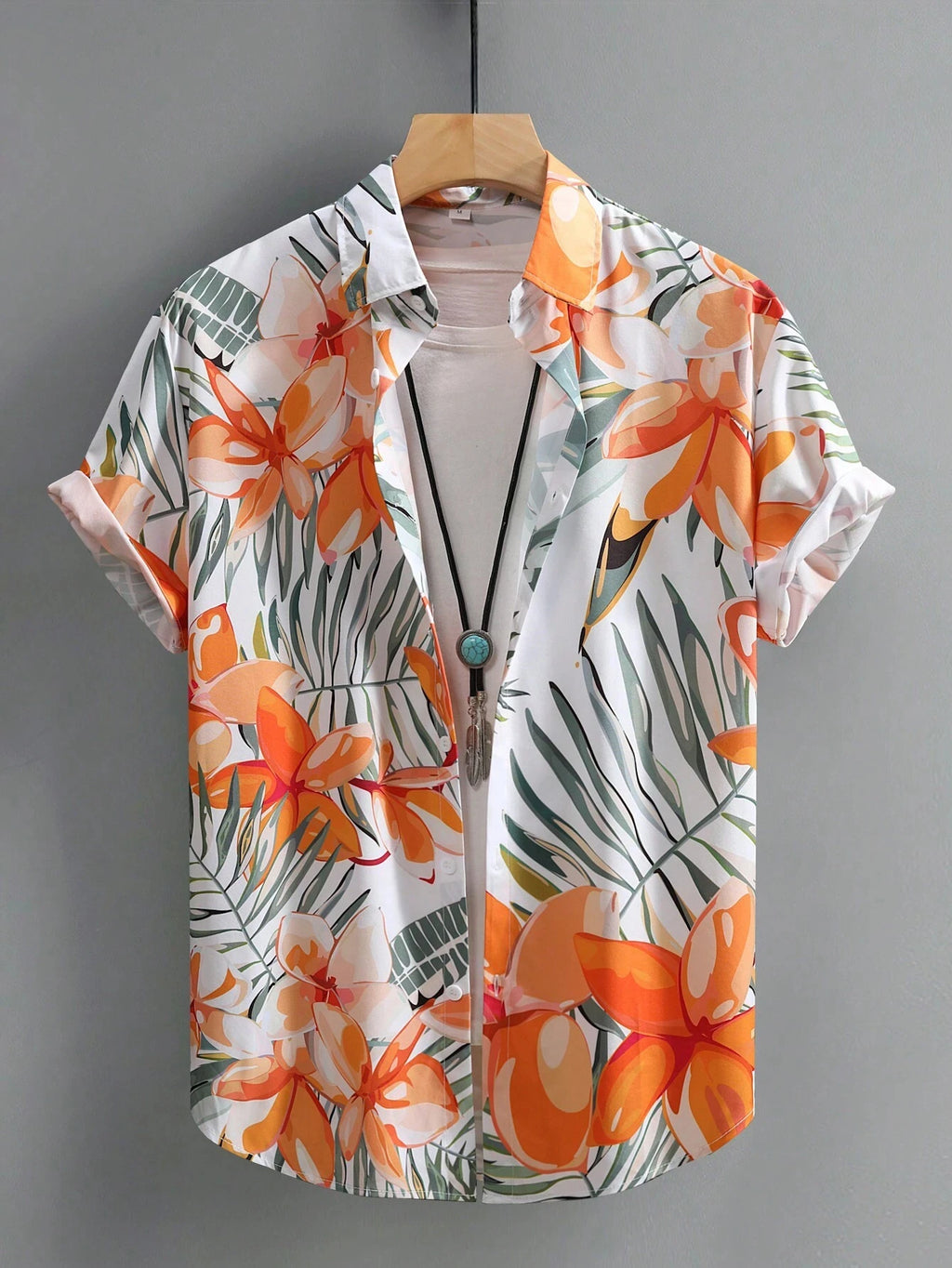 Hawaiian Style Fresh Coconut Print Men's Short-sleeved Fashion Shirt Men's Summer Outdoor Vacation Fashion Short-sleeved Shirt