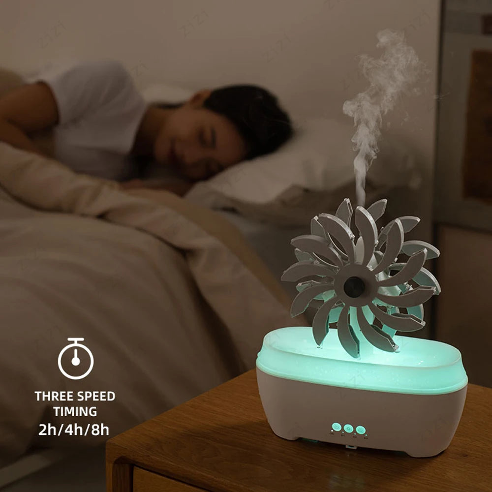 Creative Raindrop Windmill Essential Oil Diffuser Colorful Atmosphere Light Remote Control Humidification Aromatherapy Machine