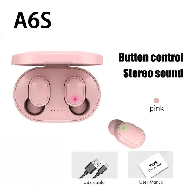 A6S TWS Wireless Bluetooth 5.1 Earbuds LED Digital Display Touch Control Earphone Mic Waterproof Sport Headset For Xiaomi Huawei
