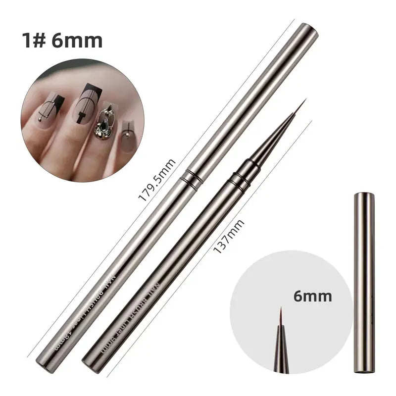 Nails Art Liner Brushes UV Gel Brush 6/9/12/15/18mm Nail Design Pen Elongated Lines Striping Painting Professional Manicure Tool